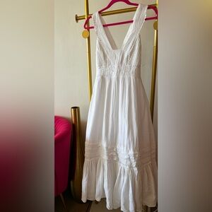 Magaschoni White Cotton Gauze Maxi Dress
